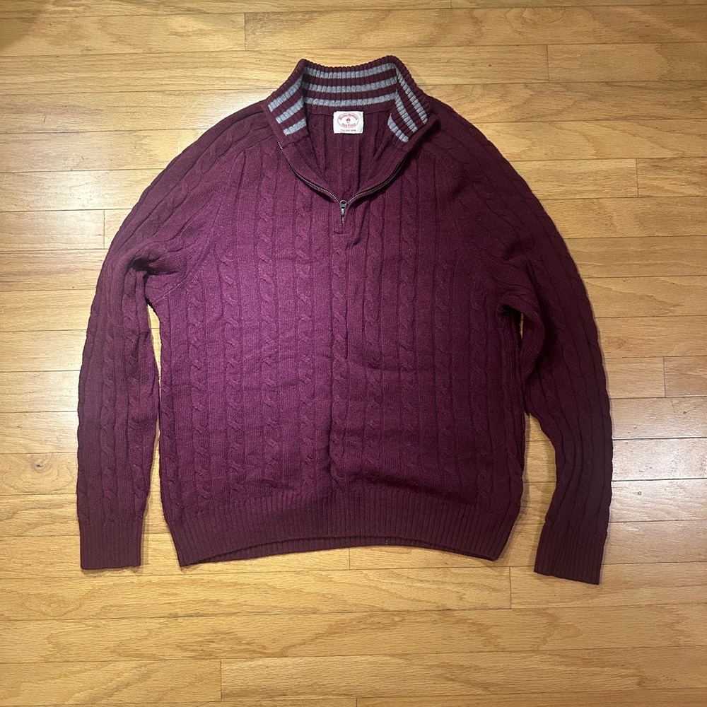 Brooks Brothers Maroon Zip-Up Sweater
